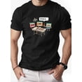thumbnail image 1 of Men's Retro Cassette Tape Graphic T-Shirt - Vintage 80s Music Design with Pencil & Tape Art, Lightweight Summer Casual Round Neck Short Sleeve Tee for Adults, Nostalgic Gift for Music Lovers, 1 of 1