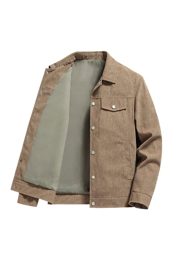 Men's Retro Casual Jacket Baggy Lapel Thermal Coat for Autumn Winter Outdoor Wear