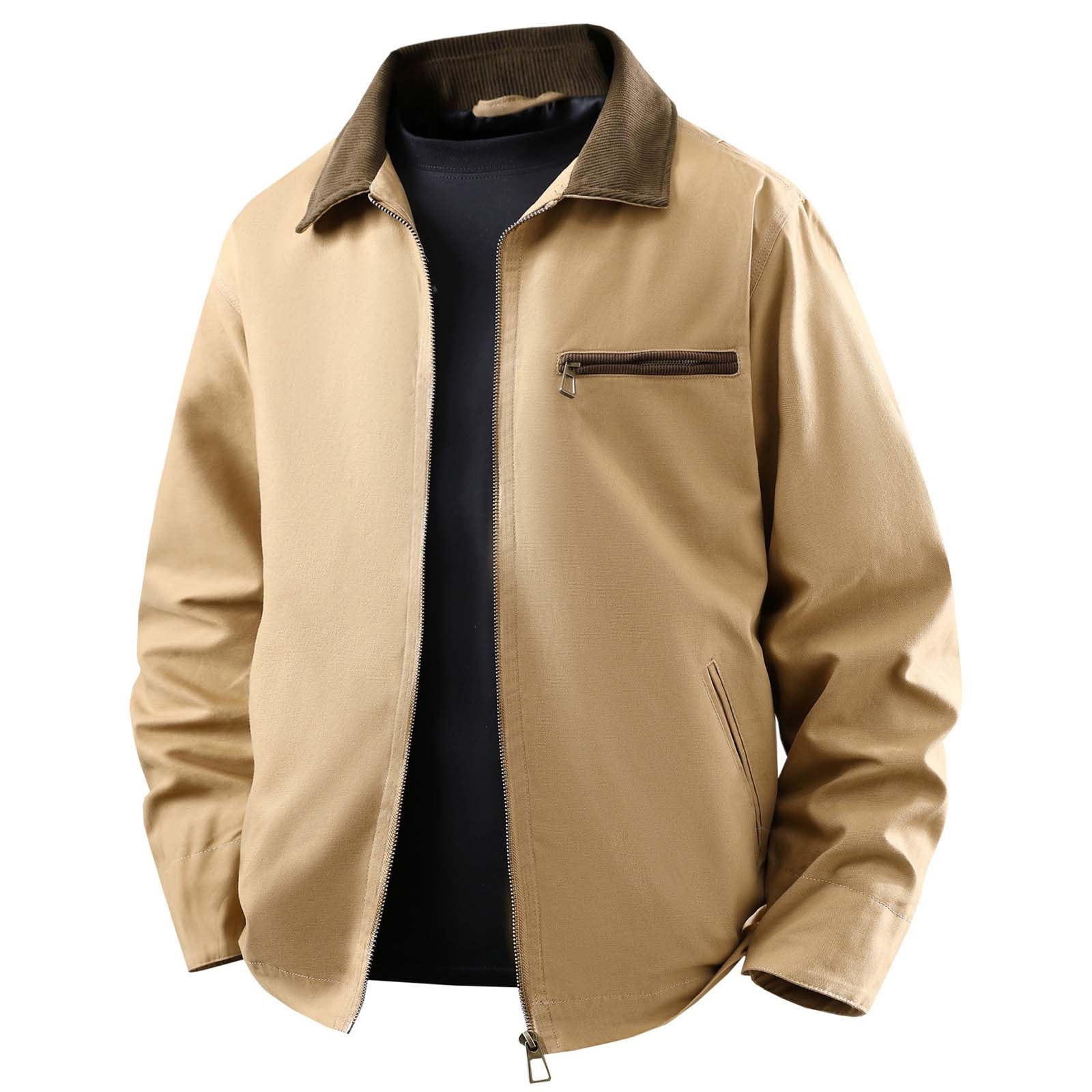 Structured Winter Jacket Men's Retro Casual Jacket Loose Fit Structured Outerwear With Multiple ...