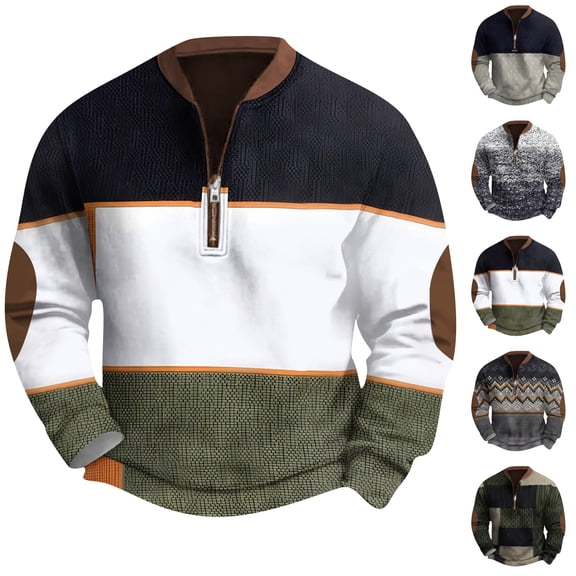 Men's Retro Casual Line Print Zip Up Sweatshirt, Long Sleeve Fleece Jacket, Vintage Streetwear for Christmas, Fall Winter, Graphic Style and Daily Comfort,Army Green,4XL