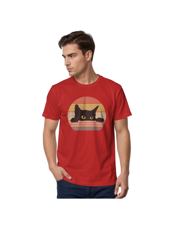 Mens Lost Gods Retro Stripes Cat T Shirt