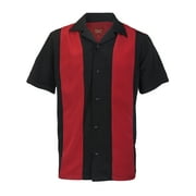 Mens Retro Charlie Sheen Two Tone Guayabera Bowling Shirt