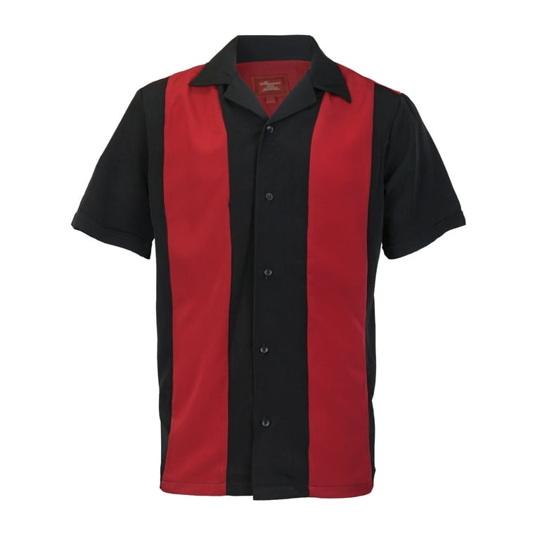 【THEAIRTOWN】morning shirts ★2color Men's Retro Charlie Sheen Two Tone Guayabera Bowling Shirt