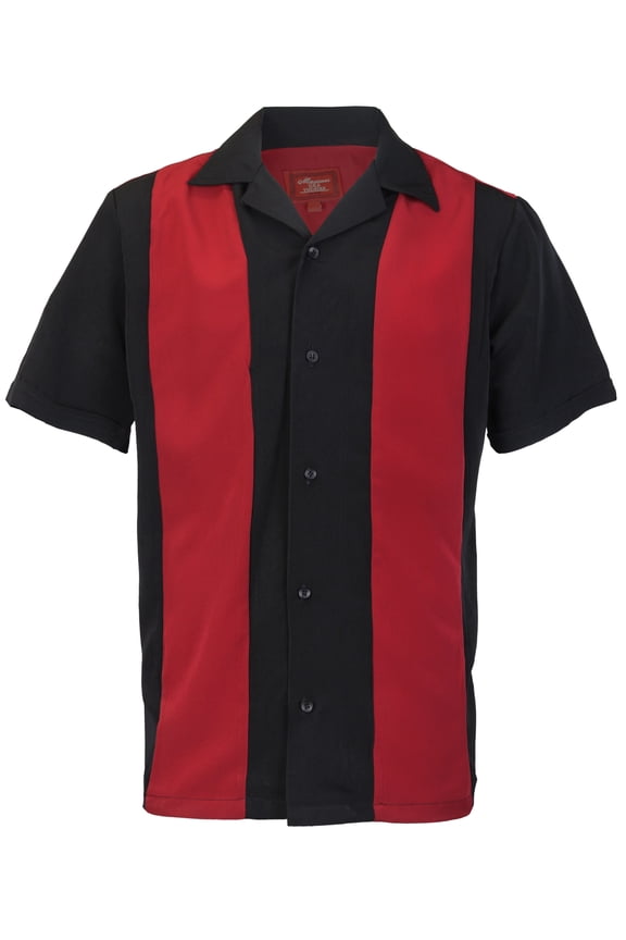 Men's Retro Charlie Sheen Two Tone Guayabera Bowling Shirt