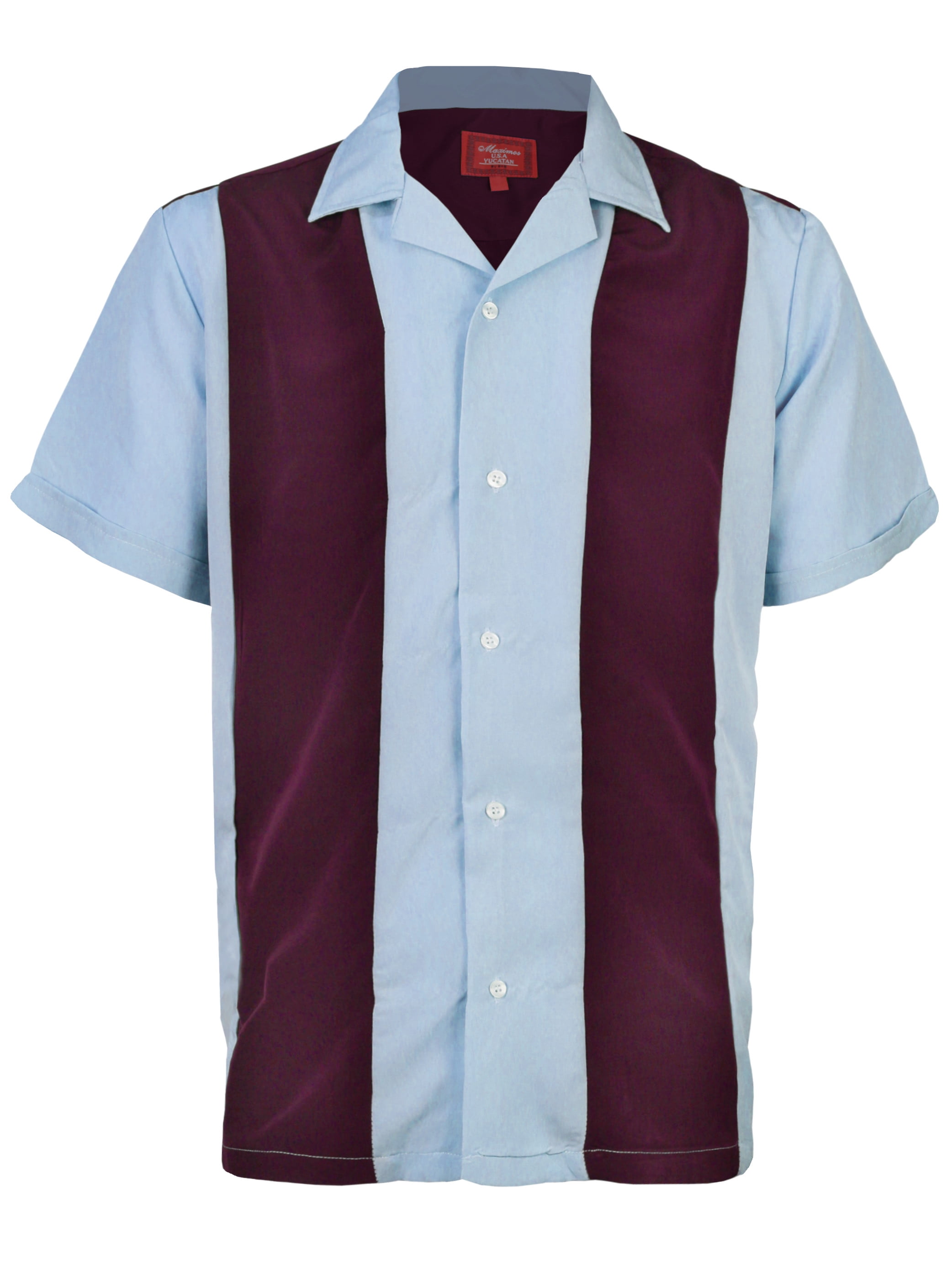 Men's Retro Charlie Sheen Two Tone Guayabera Bowling Shirt