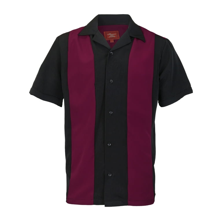 Maximos Men's Retro Two Tone Bowling Shirt, Lightweight Button Up