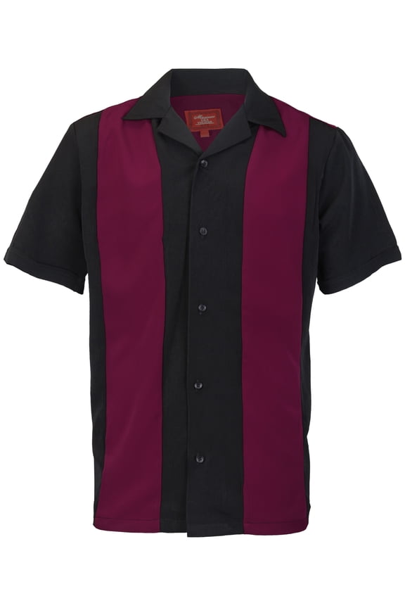 Men's Retro Charlie Sheen Two Tone Guayabera Bowling Shirt