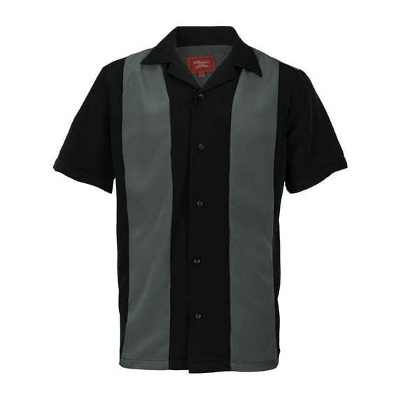 Men's Retro Charlie Sheen Two Tone Guayabera Bowling Shirt