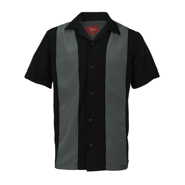 Maximos Men's Retro Two Tone Bowling Shirt, Polyester Cotton