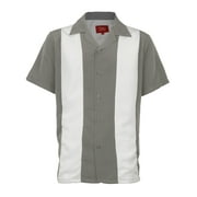 Mens Retro Charlie Sheen Two Tone Guayabera Bowling Shirt