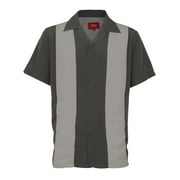 Mens Retro Charlie Sheen Two Tone Guayabera Bowling Shirt