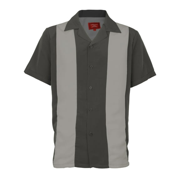 Men's Retro Charlie Sheen Two Tone Guayabera Bowling Shirt