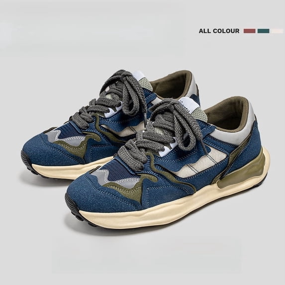 Men's Retro Chunky Platform Sneakers with Dissolved Sole Technology & Cushioning - Breathable Low-Top Training Shoes Suitable for Jogging, Casual Wear, Gym, Style - - Retro Athletic Footwear (Unisex)