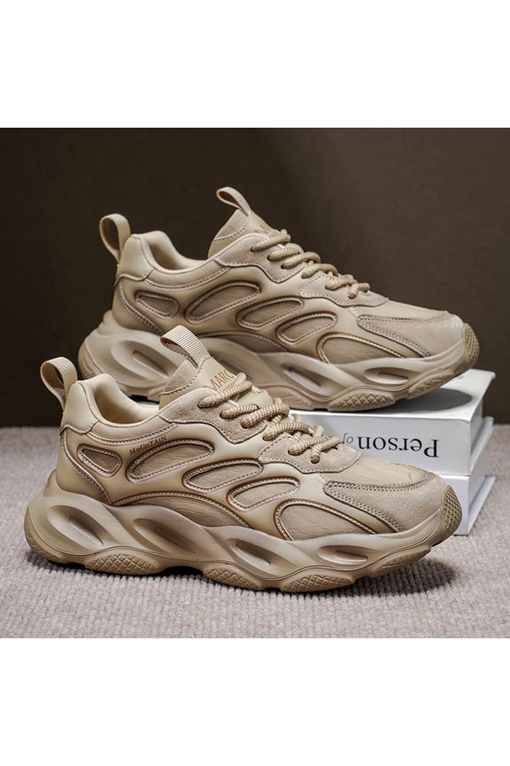 Men's Retro Chunky Platform Sneakers - Thick Rubber Sole Low-Top Lace-Up All-Season Streetwear Sneakers Suitable for Gym,, Casual Wear - Heavy Tread Durable Sole