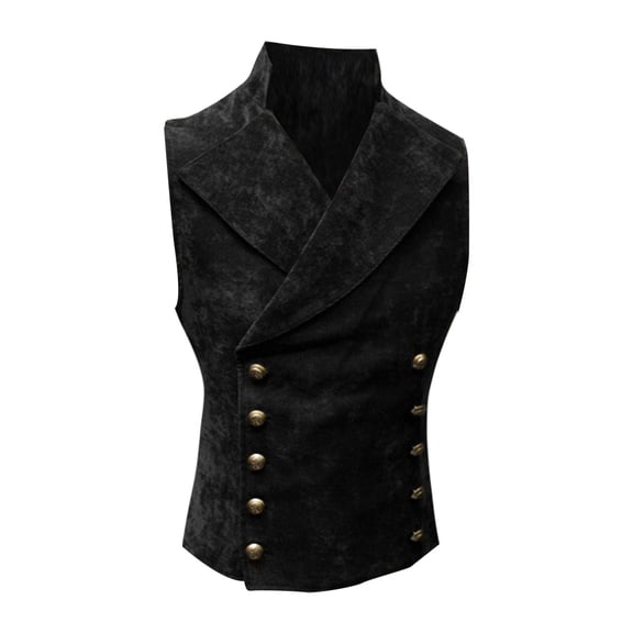 Men's Retro Collar Solid Color Button Vest - Fashion Leisure Design, Durable Material - All Seasons - S-XXXXXL