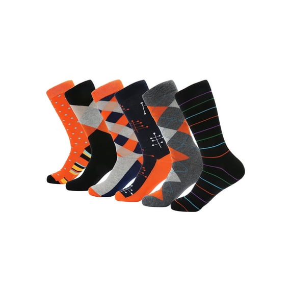 Men's Retro Collection Dress Socks 6 Pack Color: Conventional Design Size: 10-13