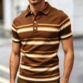 thumbnail image 1 of Men's Retro Color Block Striped Short Sleeve Polo Shirt, Classic Lapel 3 Button Placket Vintage Pique Knit Golf Tee, Casual Breathable Summer Polo Top for Men Daily Smart Casual Wear Sizes S-5XL, 1 of 4