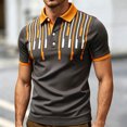 thumbnail image 1 of Men's Retro Color Block Striped Short Sleeve Polo Shirt, Classic Lapel 3 Button Placket Vintage Pique Knit Golf Tee, Casual Breathable Summer Polo Top for Men Daily Smart Casual Wear Sizes S-5XL, 1 of 4