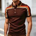 thumbnail image 1 of Men's Retro Color Block Striped Short Sleeve Polo Shirt, Classic Lapel 3 Button Placket Vintage Pique Knit Golf Tee, Casual Breathable Summer Polo Top for Men Daily Smart Casual Wear Sizes S-5XL, 1 of 4