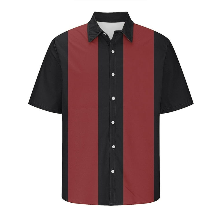 Men s Retro Colorblock Bowling Shirts 50s Rockabilly Cuban Style Camp Shirt Button Down Short Sleeve Beach Shirts Walmart