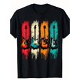 thumbnail image 1 of Men's Retro Colorful Electric Acoustic Guitar Graphic T-Shirt, 1 of 6