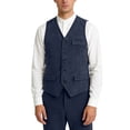 thumbnail image 1 of Men's Retro Corduroy Button Down Vest Smart Casual Lightweight Sleeveless Outerwear Waistcoat Navy Blue Size M, 1 of 4