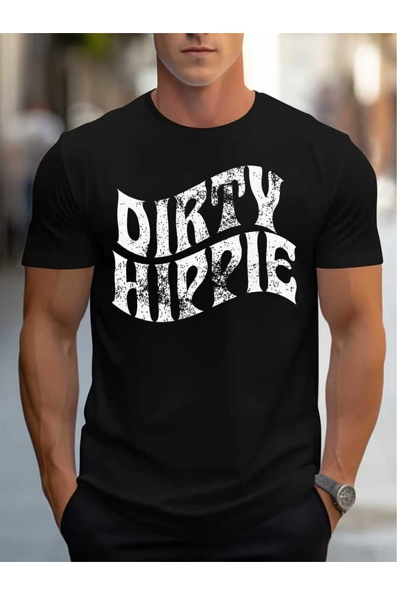 Men's Retro Distressed Dirty Hippie Graphic T-Shirt