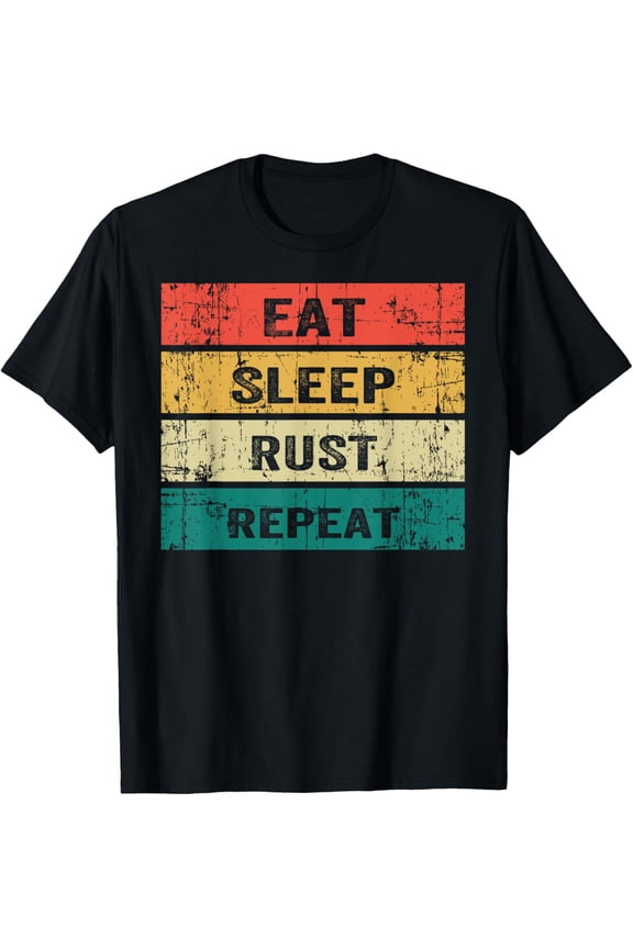 Men's Retro Distressed Eat Sleep Rust Gamer T-Shirt