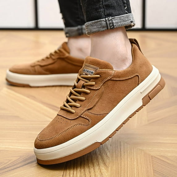Men's Retro Fashion Sneakers, Classic Low-Top Skate Shoes with Comfortable Platform Sole, Lace-up Casual Walking Footwear for Daily Streetwear and Travel.