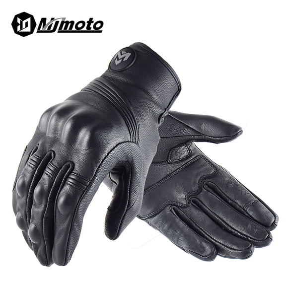 Men's Retro Genuine Leather Motorcycle Gloves Summer Motorbike Gloves Moto Guantes Downhill Cycling Riding Racing Short Gloves