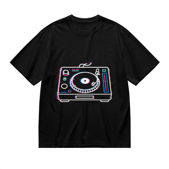 Men's Retro Glitch DJ Turntable Graphic T-Shirt