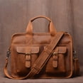 thumbnail image 1 of Men's Retro Handmade First Layer Cowhide Portable Briefcase, 1 of 2