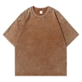 thumbnail image 1 of Men's Retro Heavyweight Solid Color Short Sleeved T-shirt Women Summer Street Trendy Washed Old Oversized Tops, 1 of 4
