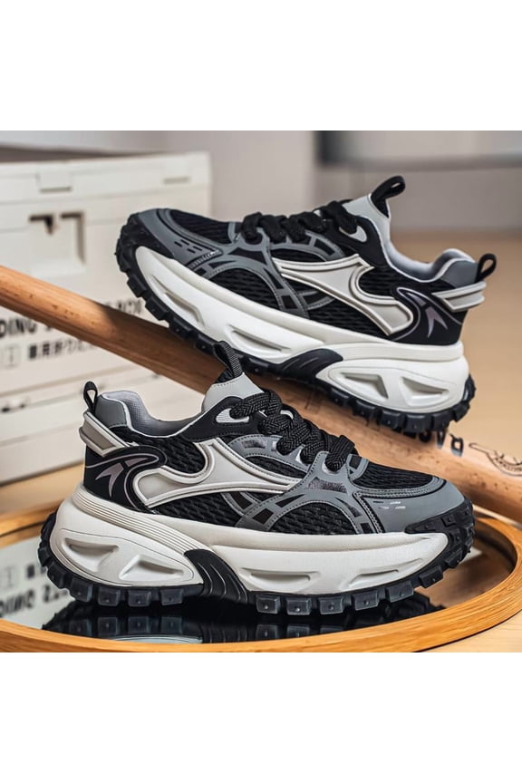 Men's Retro Height Increase Sneakers - Chunky Lift Shoes with Sole, Low-Top for Instant Height, Casual Wear & Social Events
