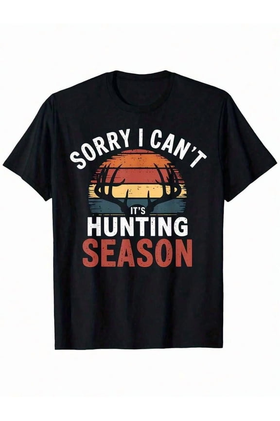 Men's Retro Hunting Season T-Shirt Funny Deer Antler Graphic Tee