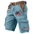thumbnail image 1 of Men's Retro Independence Day Flag Print Cargo Shorts Distressed Washed with Pocket Shorts Baggy Casual Hiking Outdoor Golf Cargo Shorts 250 Year American Anniversary Golf Shorts,Blue 3XL, 1 of 2
