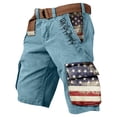 thumbnail image 1 of Men's Retro Independence Day Flag Print Cargo Shorts Distressed Washed with Pocket Shorts Outdoor Hiking Fishing Military Cargo Shorts We the People Patriotic Shorts,Blue 3XL, 1 of 2