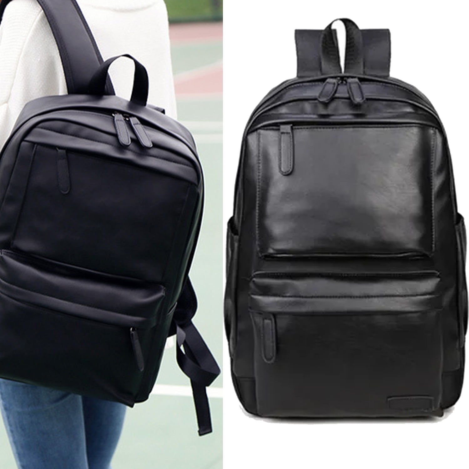 Leather travel backpack for men cheap