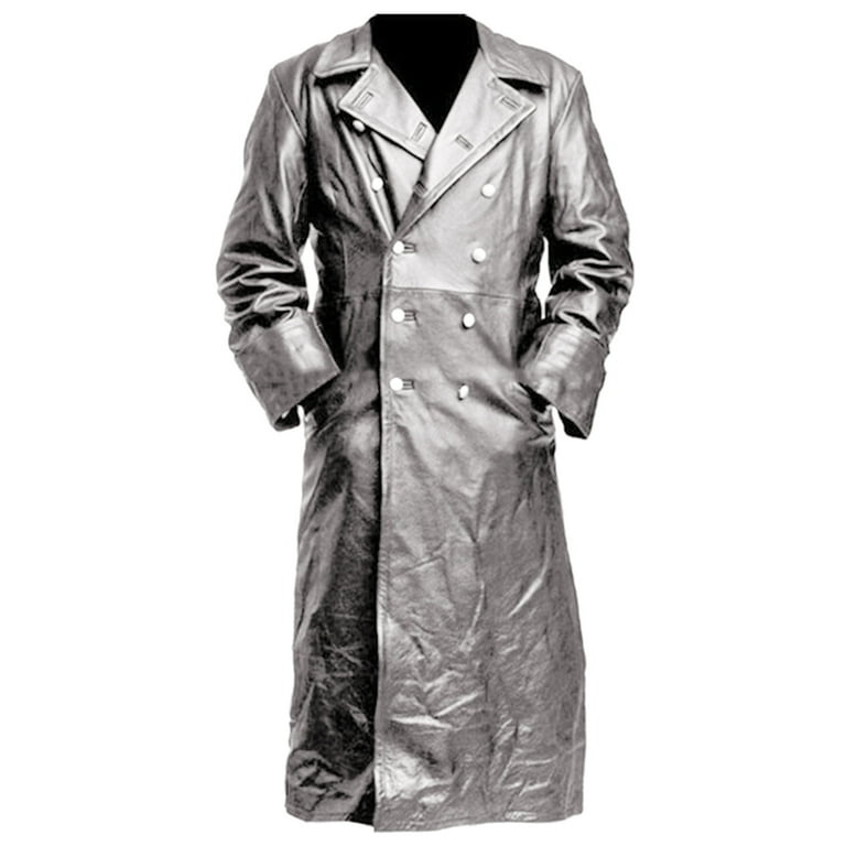 【希少品】Vintage Leather Long Trench Coat Womens Leather Trench Coat Black S-M-L Long SOFT Lambskin