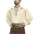 thumbnail image 1 of Men's Retro Linen Pirate Blouse Hippie Loose Fit Renaissance Medieval Shirts Pullover Tops Cosplay Party Costumes, 1 of 6
