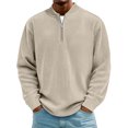 thumbnail image 1 of Men's Retro Long Sleeve T-Shirt with Zipper Henley Neck Fashion Casual Comfortable Breathable Lightweight Soft Regular Fit Tops for Daily Wear and Outdoor Activities, 1 of 5