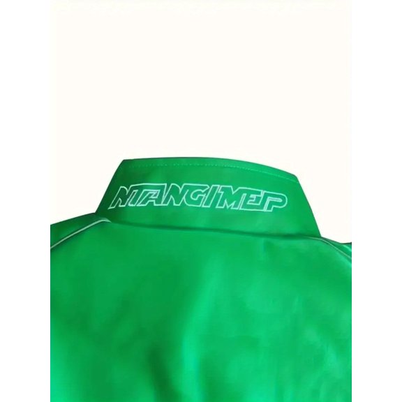 Men's Retro Long Sleeve Zip Up PU Leather Jacket, Chic Punk Style Loose Bomber Jacket, Fall Winter Biker Jacket With Stand Collar