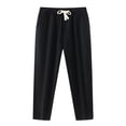 thumbnail image 1 of Men's Retro Low Waisted Drawstring Pants - Imitation Cotton Linen, Casual Jogging, Multi-Pocket Design - Durable Fabric, Suitable for Daily Wear, 1 of 6