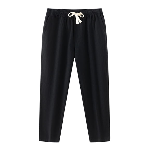 Men's Retro Low Waisted Drawstring Pants - Imitation Cotton Linen, Casual Jogging, Multi-Pocket Design - Durable Fabric, Suitable for Daily Wear