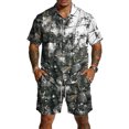 thumbnail image 1 of Men's Retro Matching Set Summer Beach 2 Piece Outfits Button Down Shirts and Shorts Vacation Outfits, 1 of 6