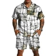 thumbnail image 1 of Men's Retro Matching Set Summer Beach 2 Piece Outfits Button Down Shirts and Shorts Vacation Outfits, 1 of 6