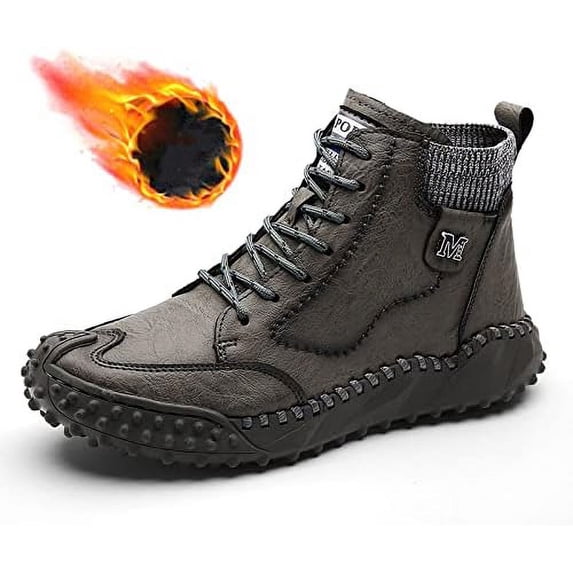 Men's Retro Microfiber Leather Anti Slip Casual Ankle Boots,Hiking Climping Booties with foot arch pad Cushioning Property,New Fall and Winter Plus Water Resistant Outdoor Trekking Shoes