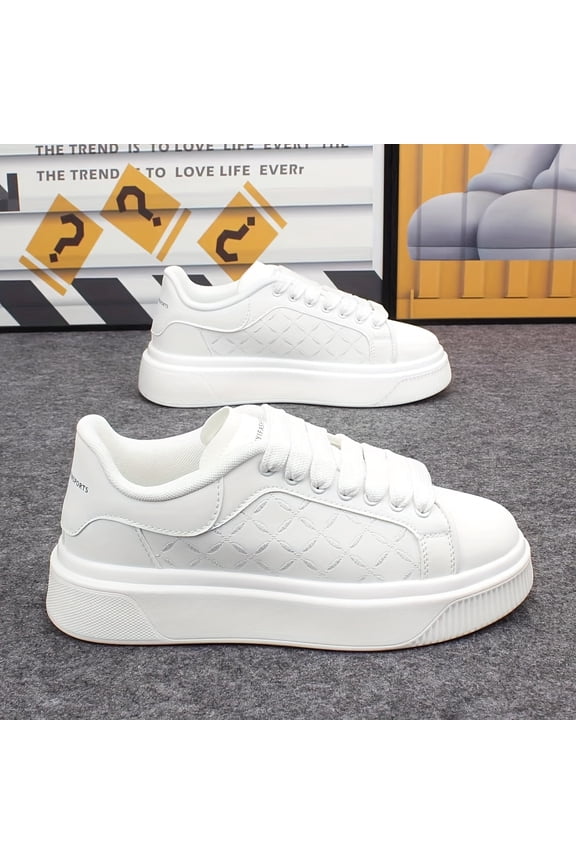 Men's Retro Minimalist Sneakers - Low-Top Lace-Up PU Upper, Cushioned Insole & PVC Sole, Solid Color (Suitable for) Gym, Training, Outdoor - Casual Athletic, Year-Round Wear