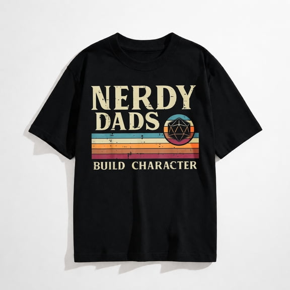 Men's Retro Nerdy Dad Graphic T-Shirt, Daddy Papa Casual Short Sleeve Tee