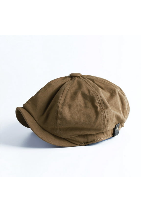 Men's Retro Octagon Beret Cap, Classic British Style Painter Hat with Soft Brim, Comfortable Cabbie Design for Daily Wear, Windproof Casual Beret for Outdoor Activities and Photography Khaki